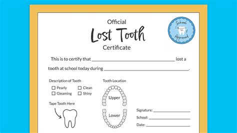 lost tooth certificate|lost tooth certificate printable.